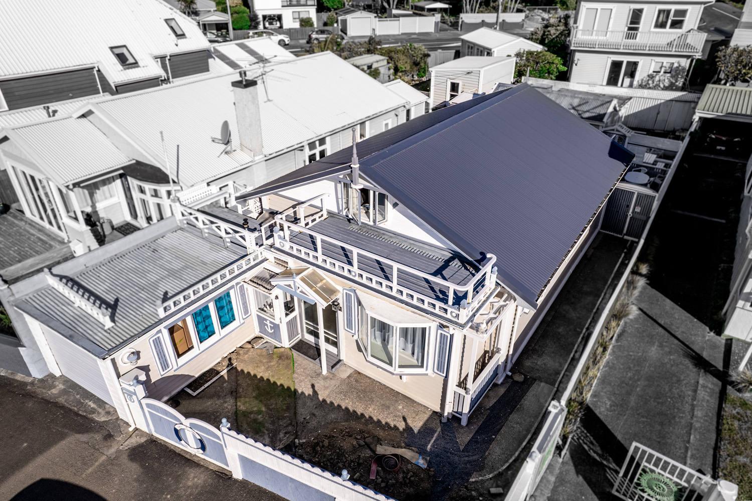 Front aerial shot of a roof in Eastbourne