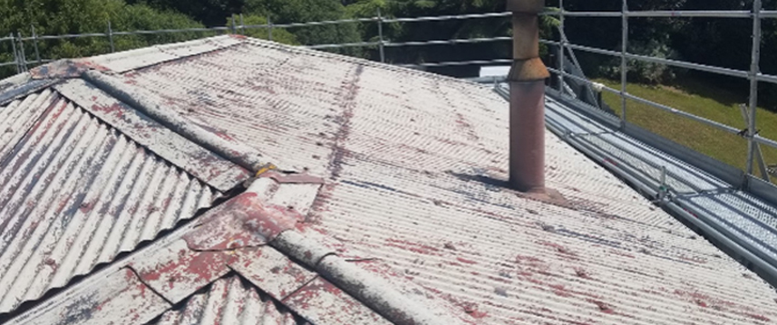 Close up shot of Asbestos on a roof